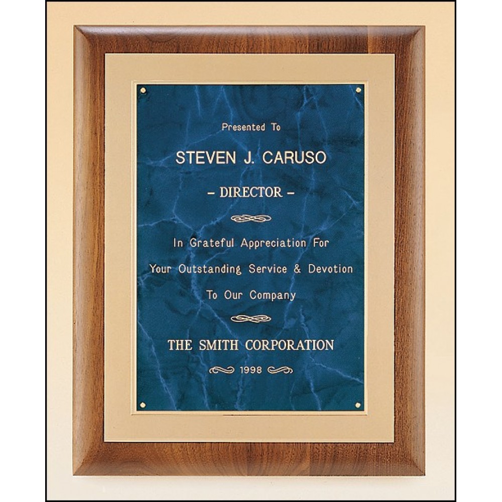 Logo Branded Airflyte American Walnut Plaque w/Frost Gold Back Plate & Bright Gold Embossed Frame (11"x 14")