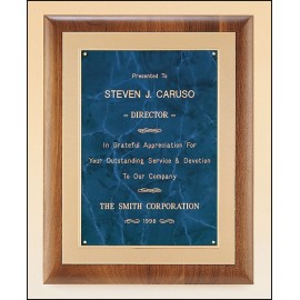 Airflyte American Walnut Plaque w/Frost Gold Back Plate & Bright Gold Embossed Frame (11"x 14") with Logo