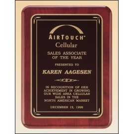 Airflyte Rosewood Piano-Finish Plaque w/Black Florentine Border (7"x 9") with Logo