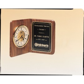 Logo Branded Solid Brass Diamond-Spun Bezel Freestanding Clock w/Glass Lens & Ivory Dial (12.5"x 9.5")