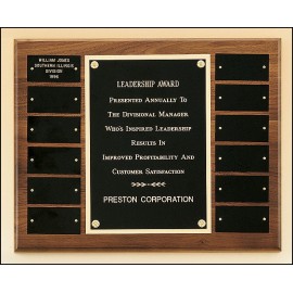 Airflyte Series American Walnut Perpetual Plaque w/12 Brass Plates (12"x 15") with Logo