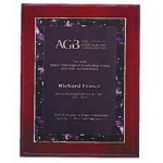 Promotional Airflyte Rosewood High Lustr Plaque w/Violet Purple Marble Border (7"x 9")