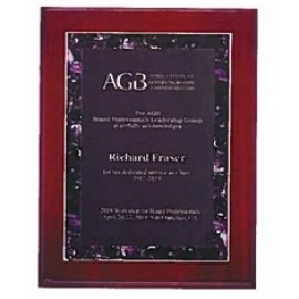 Promotional Airflyte Rosewood High Lustr Plaque w/Violet Purple Marble Border (7"x 9")