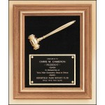American Walnut Plaque w/Electroplate, Metal Gavel & Black Velour Background (15"x 18") with Logo