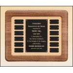 Logo Imprinted Solid American walnut perpetual plaque with 12 plates.