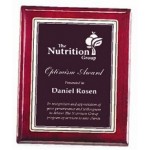 Logo Branded Airflyte Rosewood Piano-Finish Plaque w/Ruby Red Marble Florentine Plate (9"x 12")
