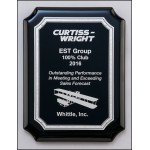 Promotional High Gloss Black Stained Plaque w/Silver Florentine Border Plate (9"x 12")