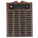 Logo Branded Roster Series American Walnut Perpetual Plaque w/36 Brass Plates (14"x 25")