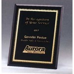 Black Glass Plaque w/Gold Border (5"x 7") with Logo