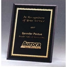 Customized Black Glass Plaque w/Gold Border (5"x 7")