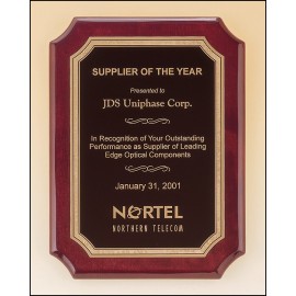 Airflyte Rosewood Piano-Finish Plaque w/Notched Corners & Florentine Border (9"x 12") with Logo