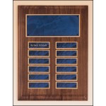 American Walnut Perpetual Plaque w/12 Sapphire Marble Brass Plates (9"x 12") with Logo