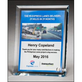 Sublimatable Glass Plaque w/Decorative Post (7"x 9") with Logo