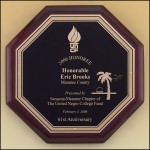 Airflyte Octagonal Rosewood Piano-Finish Plaque w/Black Florentine Engraving Plate with Logo