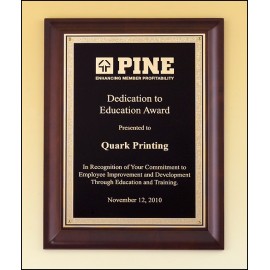 Airflyte Cherry Finish Plaque w/Gold Florentine Plate (8"x 10") with Logo