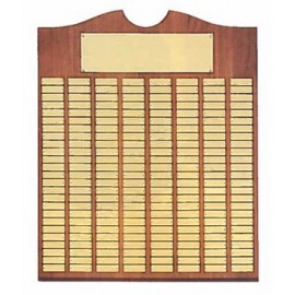 Promotional Airflyte Roster Series American Walnut Plaque w/150 Brushed Brass Plates & Top Notch