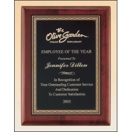 Personalized Airflyte Rosewood Piano-Finish Plaque w/Black Brass Plate & Design Border (9"x 12")