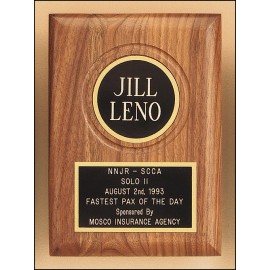 Logo Branded Sheffield Series American Walnut Plaque w/Brushed Brass Circular Plate