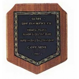 Logo Branded Sheffield Series American Walnut 7-Sided Plaque w/Gold Border Design