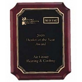 Airflyte Rosewood Piano-Finish Plaque w/Brass Plate, Notched Corners & Sunburst Border (11"x 15") with Logo  Airflyte Rosewood Piano-Finish Plaque w/Brass Plate, Notched Corners & Sunburst Border (11"x 15") with Logo