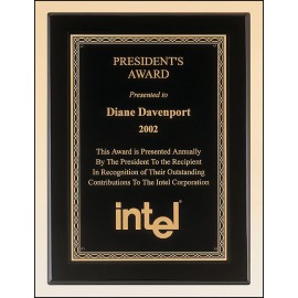 Customized Airflyte Black Stained Piano-Finish Plaque w/Florentine Design Border (7"x 9")