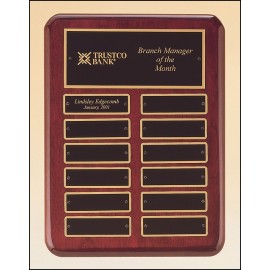 Airflyte Rosewood Stained Piano Finish Perpetual Plaque w/12 Brass Plates (9"x 12") with Logo