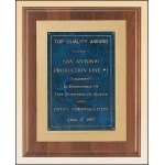 Customized Airflyte American Walnut Plaque w/Frost Gold Back Plate & Bright Gold Embossed Frame (12"x 15")