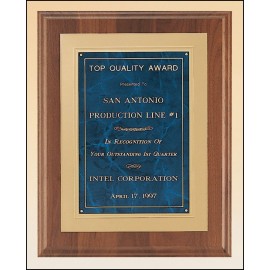 Customized Airflyte American Walnut Plaque w/Frost Gold Back Plate & Bright Gold Embossed Frame (12"x 15")