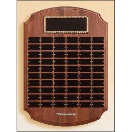 Custom American Walnut Perpetual Plaque w/60 Black Brass Plates & Brass Casting