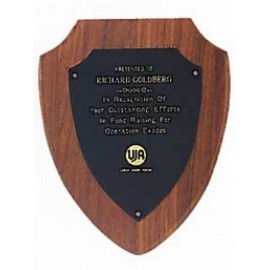 Personalized Sheffield Series American Walnut Shield Plaque (6"x 7.5")