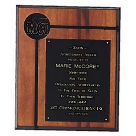 Airflyte Furniture Finish American Walnut Perpetual Plaque w/2.5" Brass Disc (12"x 14") with Logo