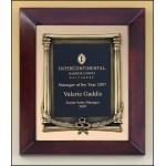 Personalized Airflyte Cherry Finish Plaque w/Antique Bronze Frame & Brushed Metal Gold Background