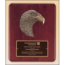 Rosewood Stained Piano-Finish Plaque w/Finely Detailed Bronze Finished Eagle Casting (8"x 10.5") with Logo