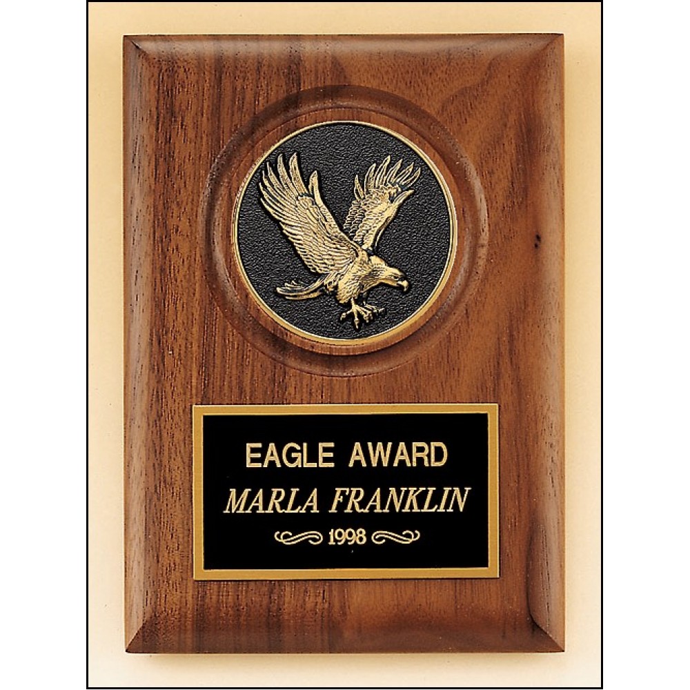 American Walnut Plaque w/Finely Detailed Eagle Medallion with Logo