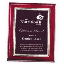 Airflyte Rosewood Piano-Finish Plaque w/Ruby Red Marble Florentine Plate (7"x 9") with Logo