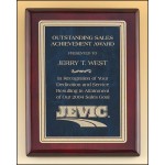 Airflyte Rosewood Piano-Finish Plaque w/Sapphire Blue Marble Florentine Plate (8"x 10") with Logo