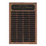Customized American Walnut Perpetual Plaque w/36 Black Brass Plates