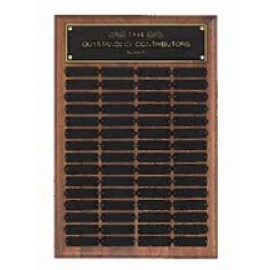 Customized American Walnut Perpetual Plaque w/36 Black Brass Plates