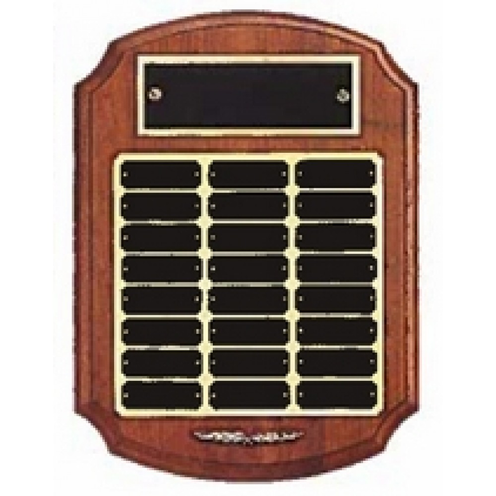 American Walnut Perpetual Plaque w/12 Black Brass Plates & Notched Corners with Logo American Walnut Perpetual Plaque w/12 Black Brass Plates & Notched Corners with Logo