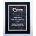 Airflyte Black High Lustr Plaque w/Gray Marble Center & Silver Florentine Border (9"x 12") with Logo