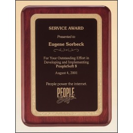 Airflyte Rosewood Piano-Finish Plaque w/Gold Florentine Border (8"x 10.5") with Logo