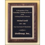 Promotional Airflyte Walnut Piano-Finish Plaque w/Black Textured Plate & Squared Corner (8"x 10.5")