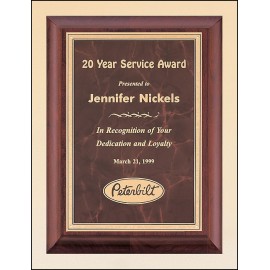 Airflyte Cherry Finish Plaque w/Ruby Marble Plate (7"x 9") with Logo