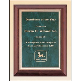 Logo Branded Airflyte Cherry Finish Plaque w/Emerald Marble Plate (8"x 10")