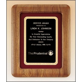 Custom Manchester Series American Walnut Plaque w/Florentine Border Plate & Maroon Velour Background