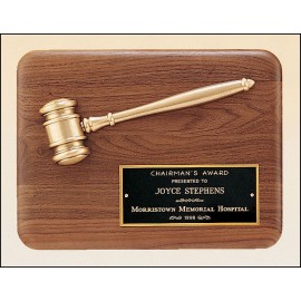 Parliament Series American Walnut Plaque w/Antique Bronze Gavel Casting with Logo