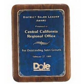 Airflyte American Walnut Plaque w/Sapphire Marble Plate & Rounded Corners (7"x 9") with Logo