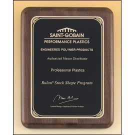 Promotional Airflyte Walnut Piano-Finish Plaque w/Sunburst Design Plate (8"x 10.5")