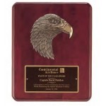 Personalized Rosewood Stained Piano-Finish Plaque w/Finely Detailed Bronze Finished Eagle Casting (10.5"x 13")