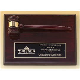 Airflyte Rosewood Stained Piano Finish Gavel Plaque (9"x 12") with Logo